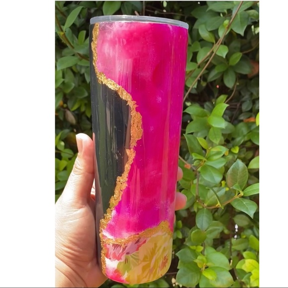 Breast Cancer Awareness Pink and Black Custom Glitter Tumbler 20oz - Picture 5 of 16